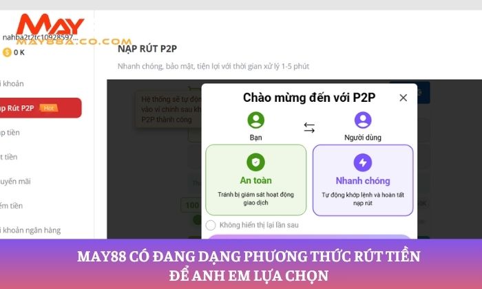 May88 có đang dạng phương thức rút tiền để anh em lựa chọn